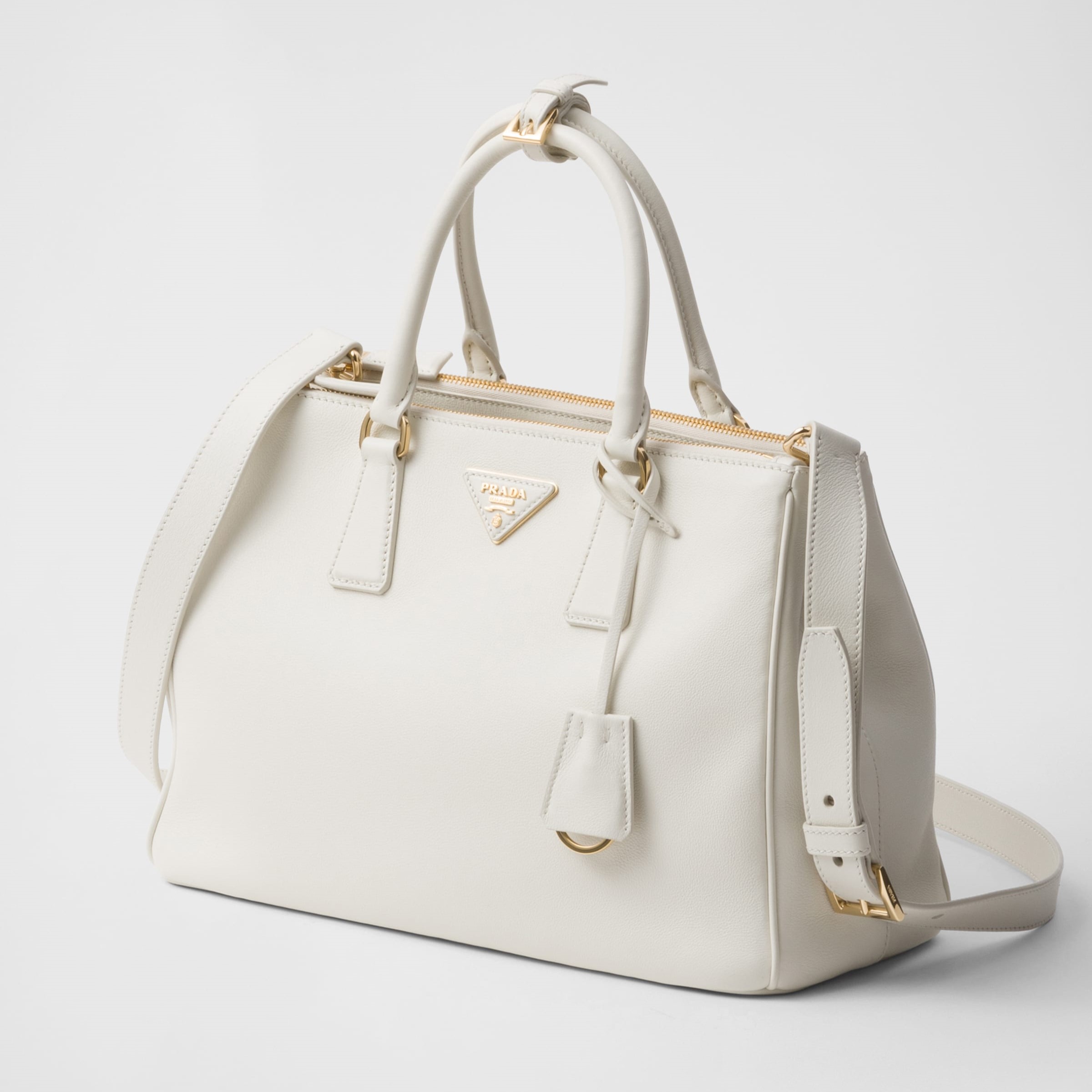 LARGE GALLERIA LEATHER BAG, WHITE