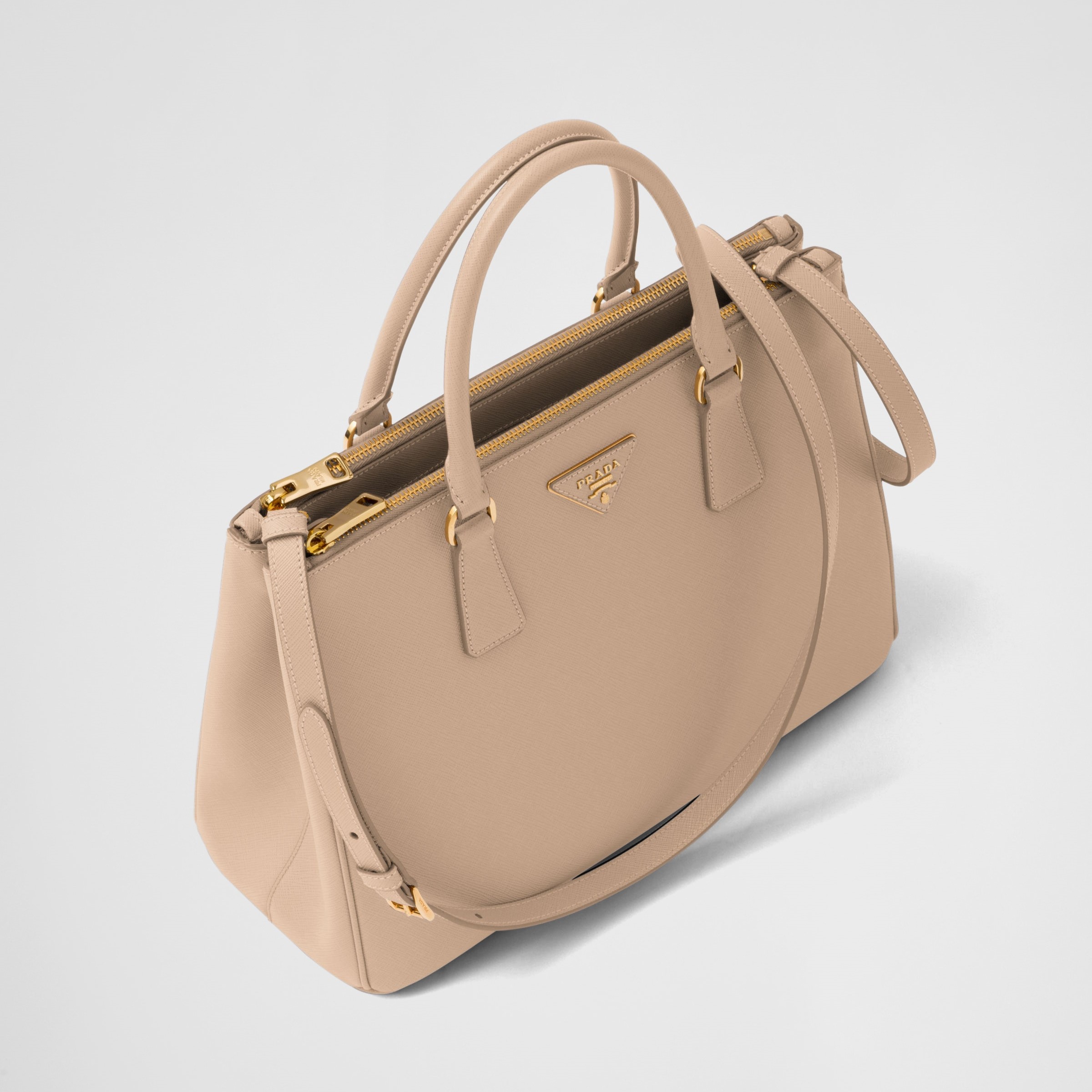 LARGE GALLERIA SAFFIANO LEATHER BAG, SAND BEIGE