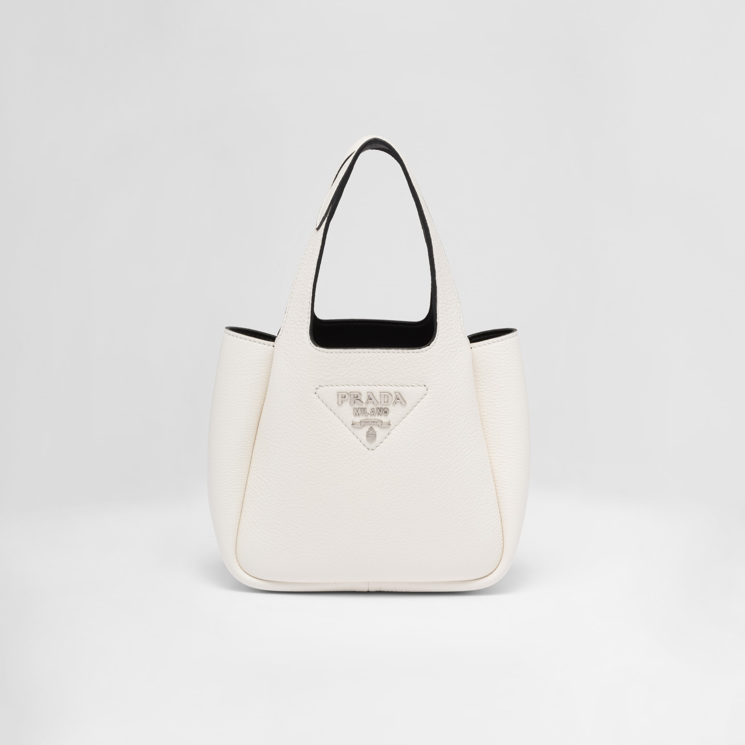 LEATHER MINI BAG, WHITE/BLACK