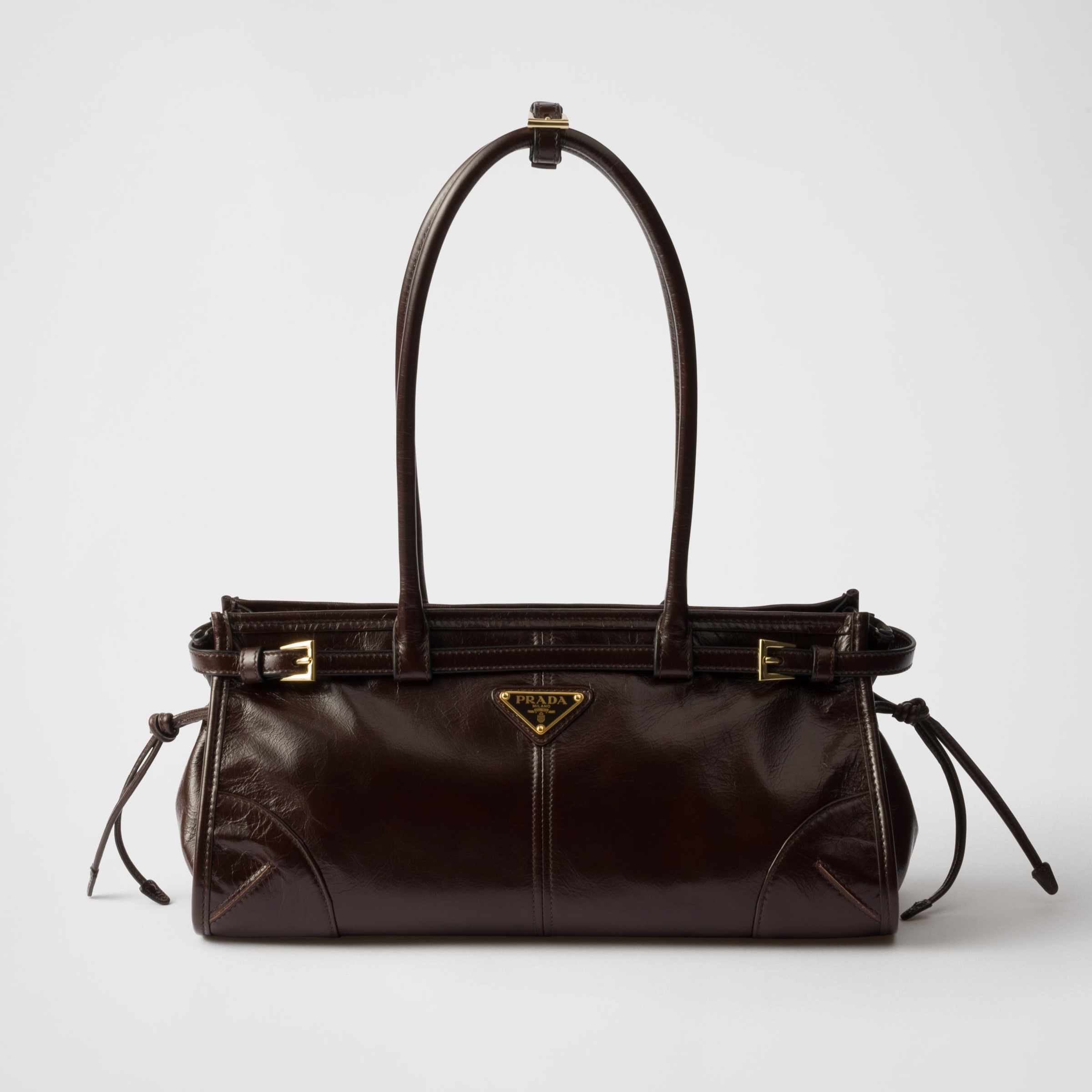 MEDIUM LEATHER HANDBAG, DARK BROWN