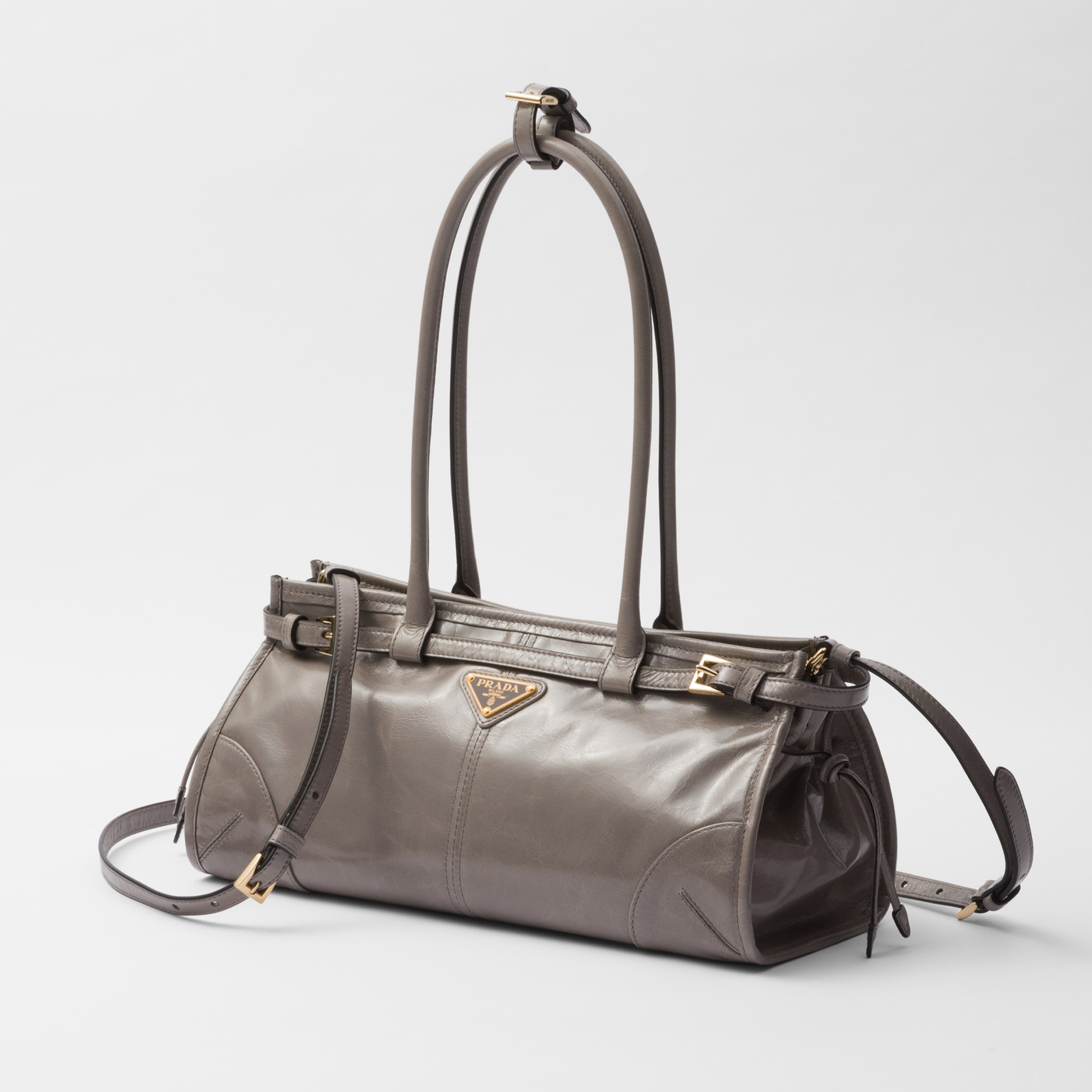 MEDIUM LEATHER HANDBAG, PEWTER