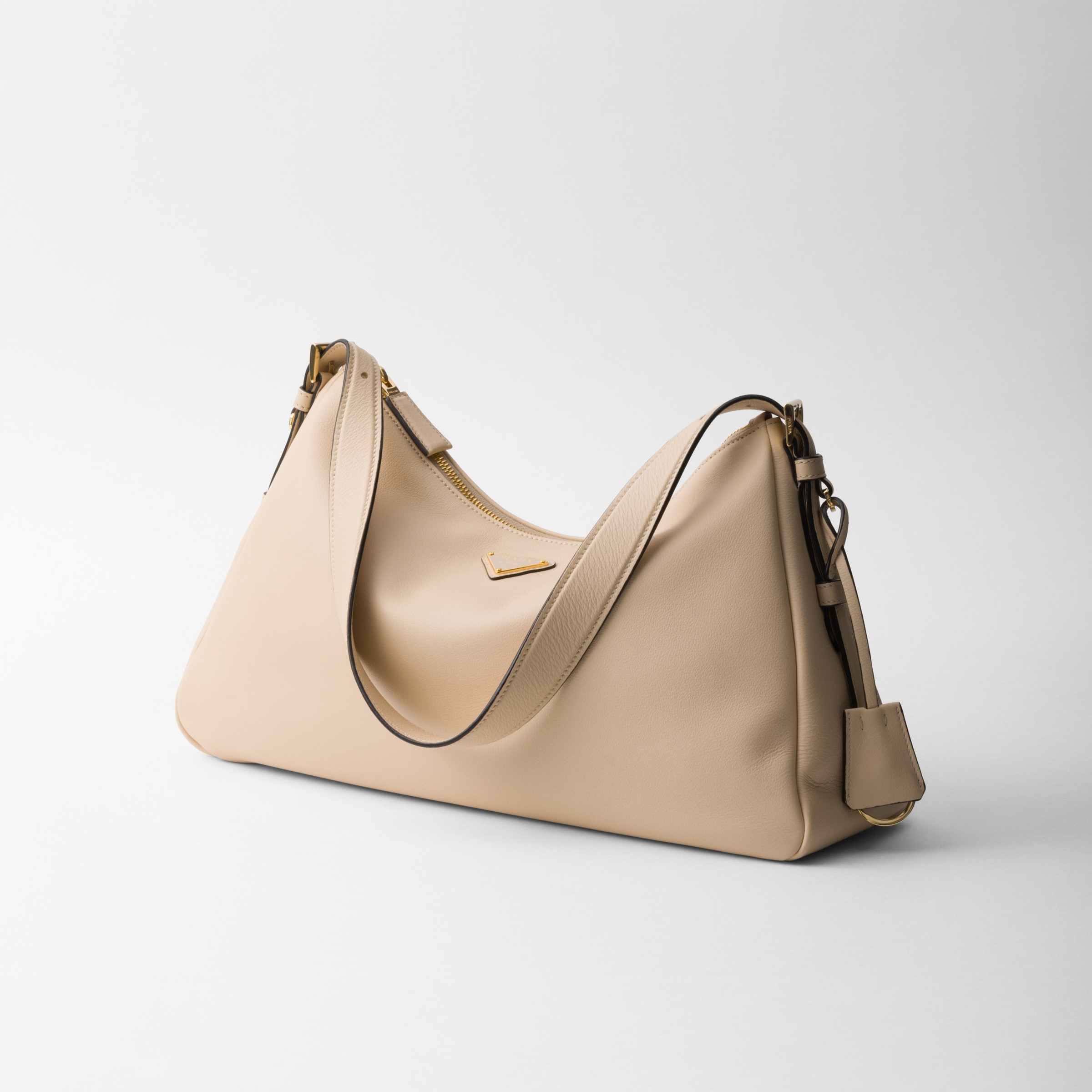 AIMÉE LARGE LEATHER SHOULDER BAG, TRAVERTINE