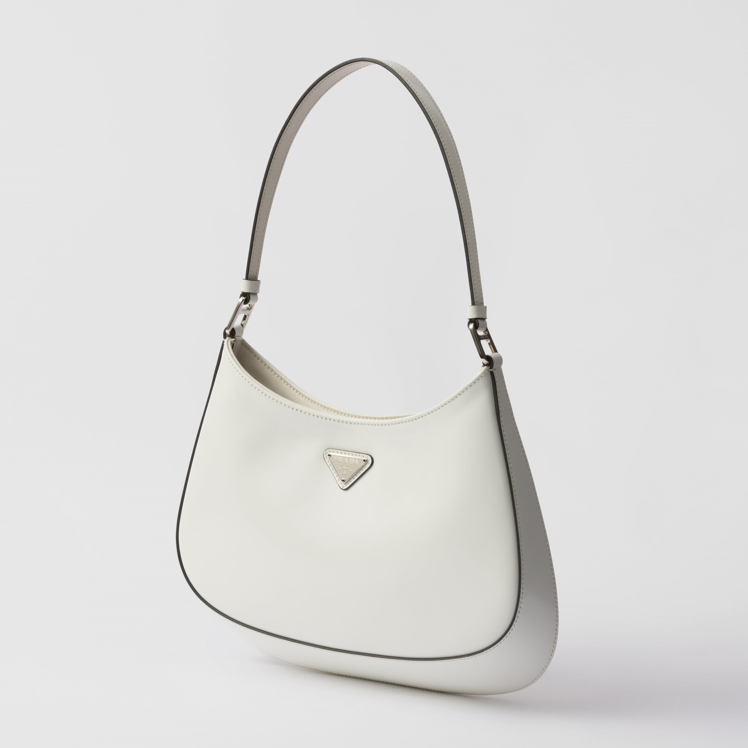 CLEO BRUSHED LEATHER SHOULDER BAG, WHITE