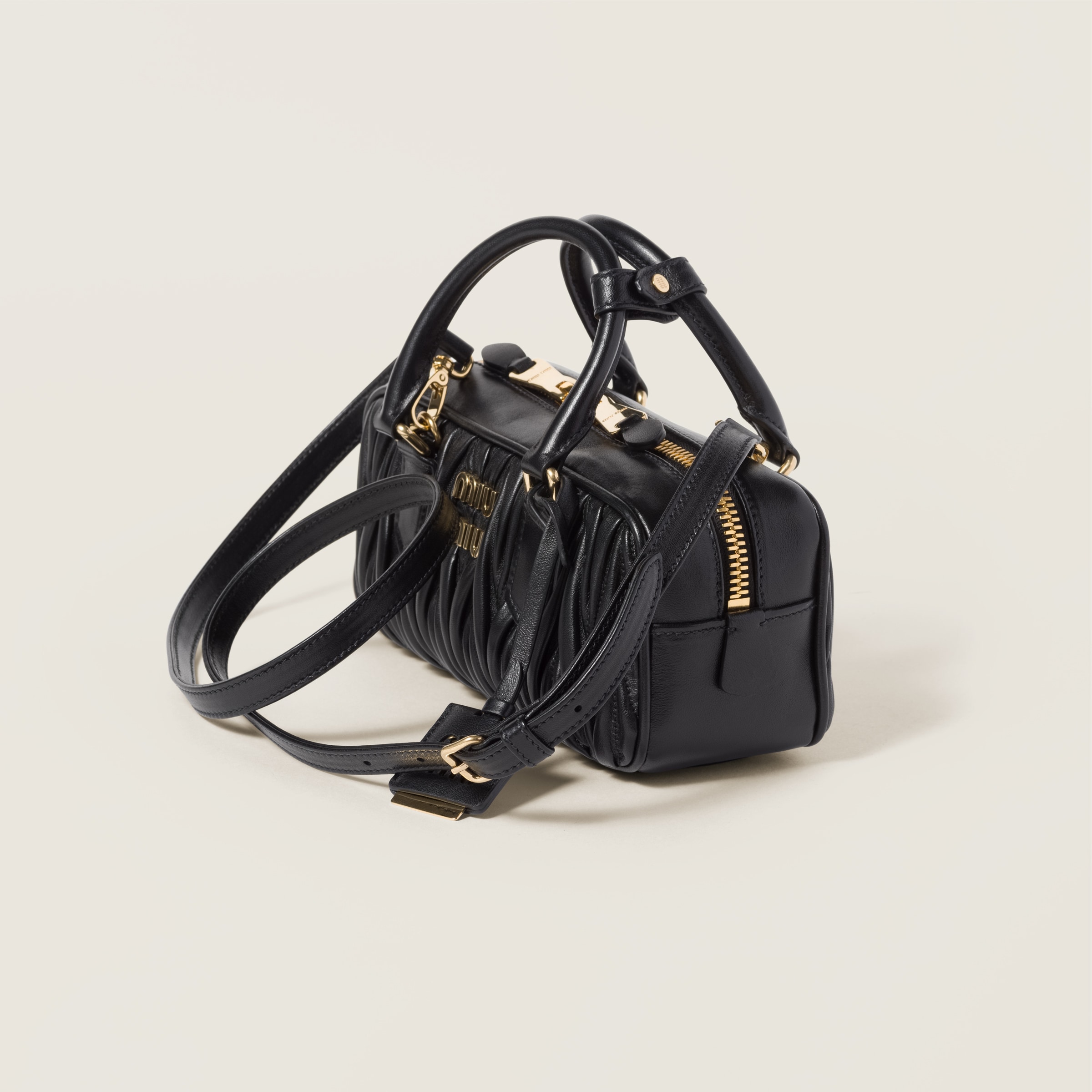 ARCADIE MATELASSÉ NAPPA LEATHER BAG, S, BLACK