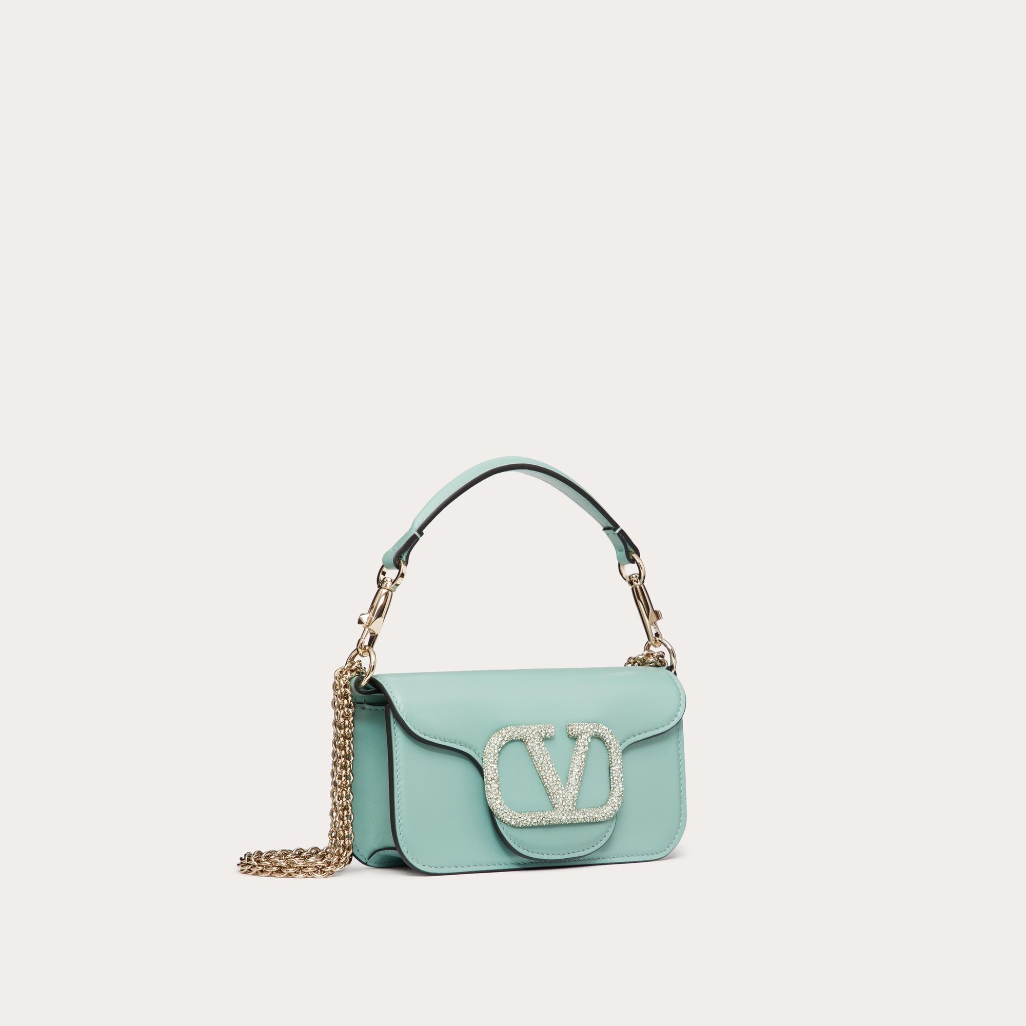 GARAVANI LOCÒ SMALL SHOULDER BAG WITH JEWEL LOGO, MORNING DEW