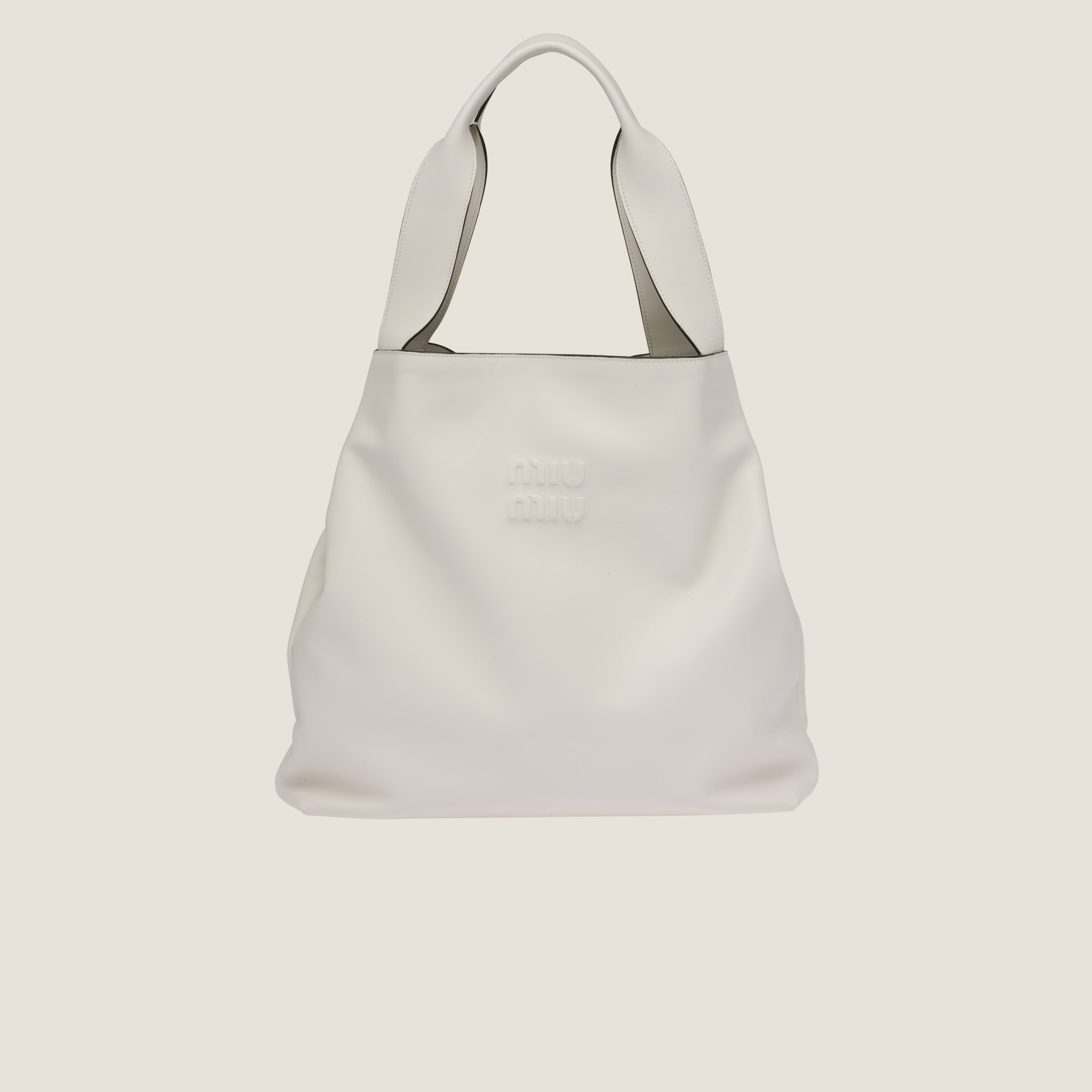 LEATHER HOBO BAG, WHITE