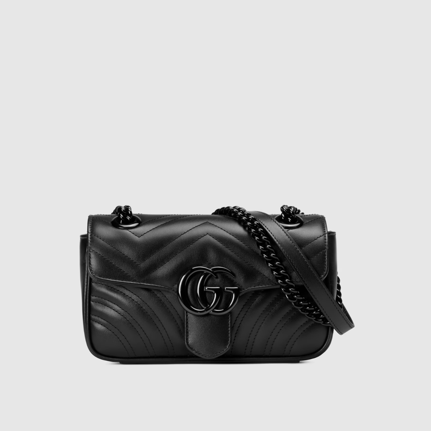 GG MARMONT MINI SHOULDER BAG, BLACK/ BLACK BUCKLE