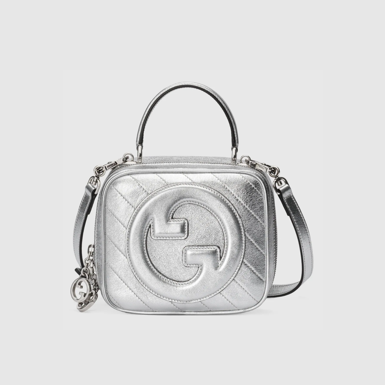 BLONDIE SMALL TOP HANDLE BAG, METALLIC SILVER