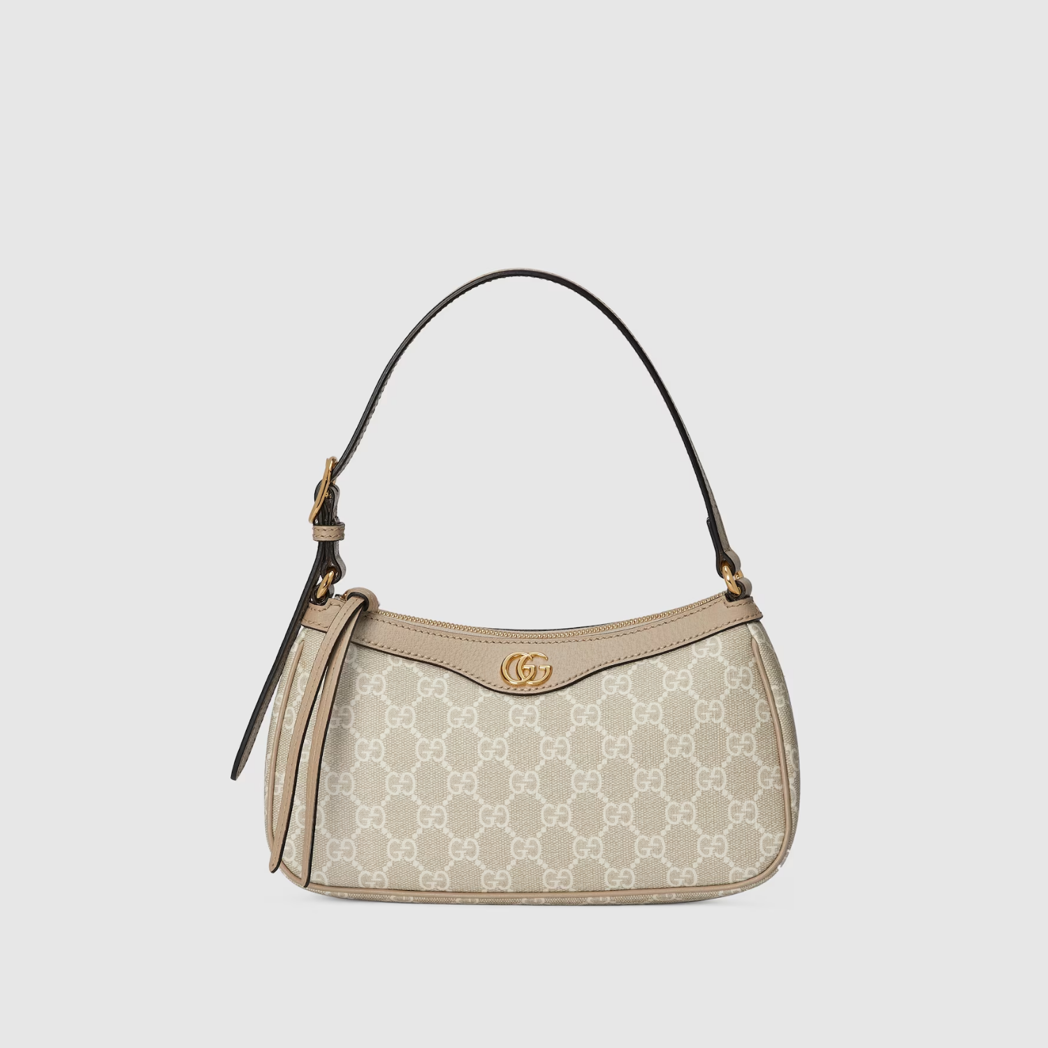 OPHIDIA SMALL SHOULDER BAG, BEIGE AND WHITE