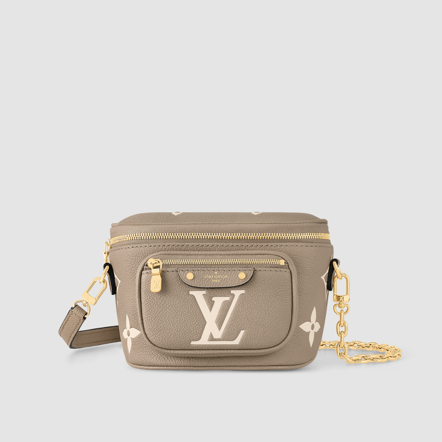 MINI BUMBAG, BICOLOR MONOGRAM EMPREINTE LEATHER/ DOVE/CREAM