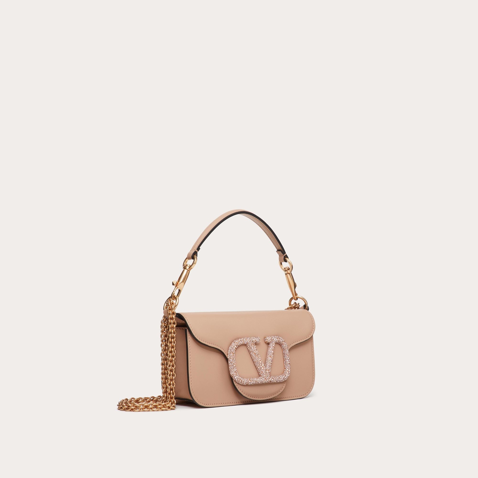 GARAVANI LOCÒ SMALL SHOULDER BAG WITH JEWEL LOGO, ROSE CANNELLE