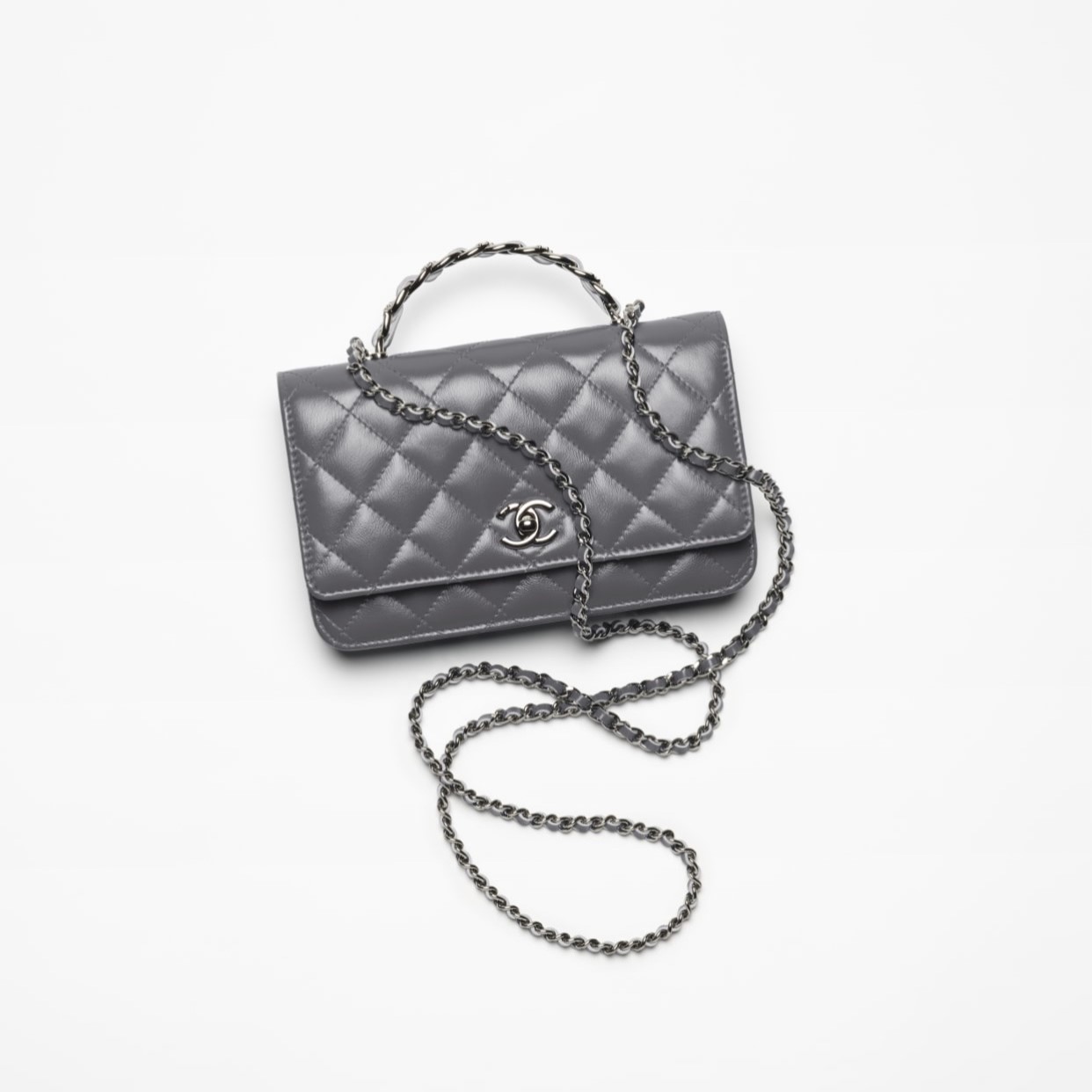 CLUTCH WITH CHAIN, DARK GRAY