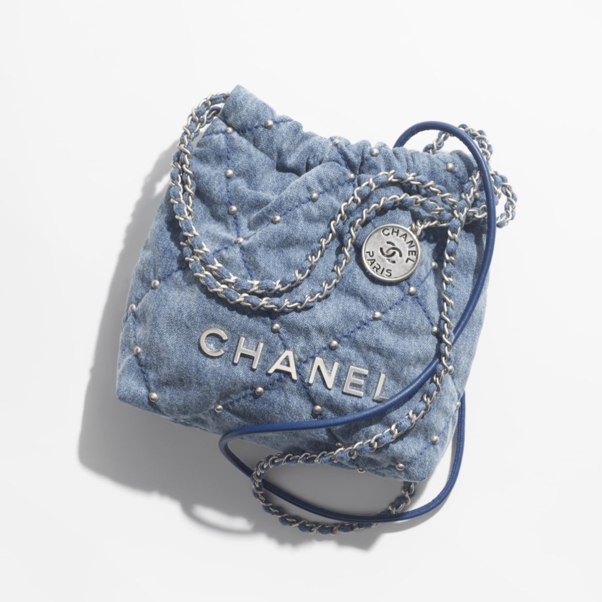 22 MINI HANDBAG, WASHED DENIM