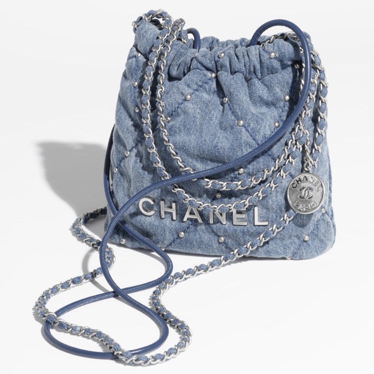 22 MINI HANDBAG, WASHED DENIM