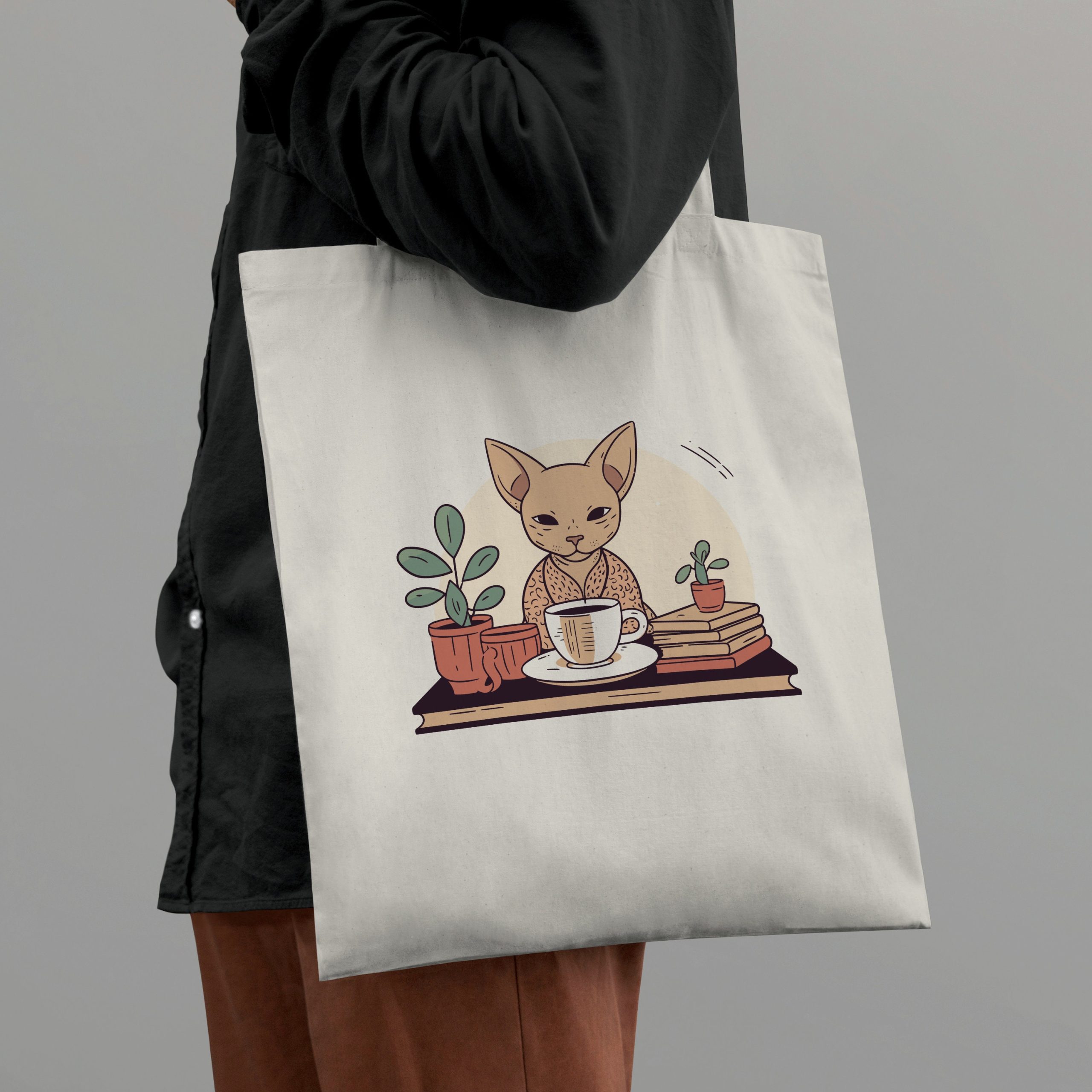 Cute Sphynx Cat Canvas Tote Bag