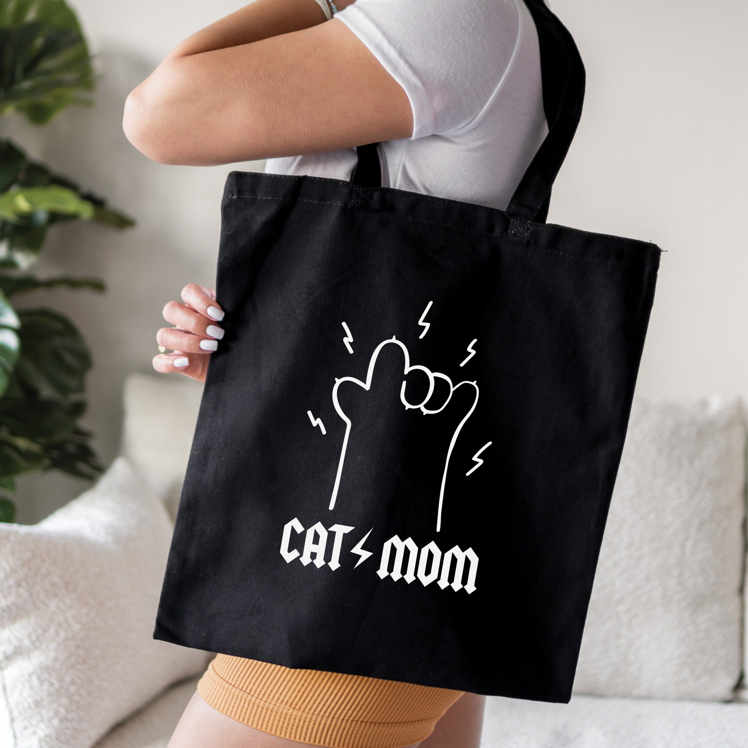 Cat Mom Canvas Tote Bag