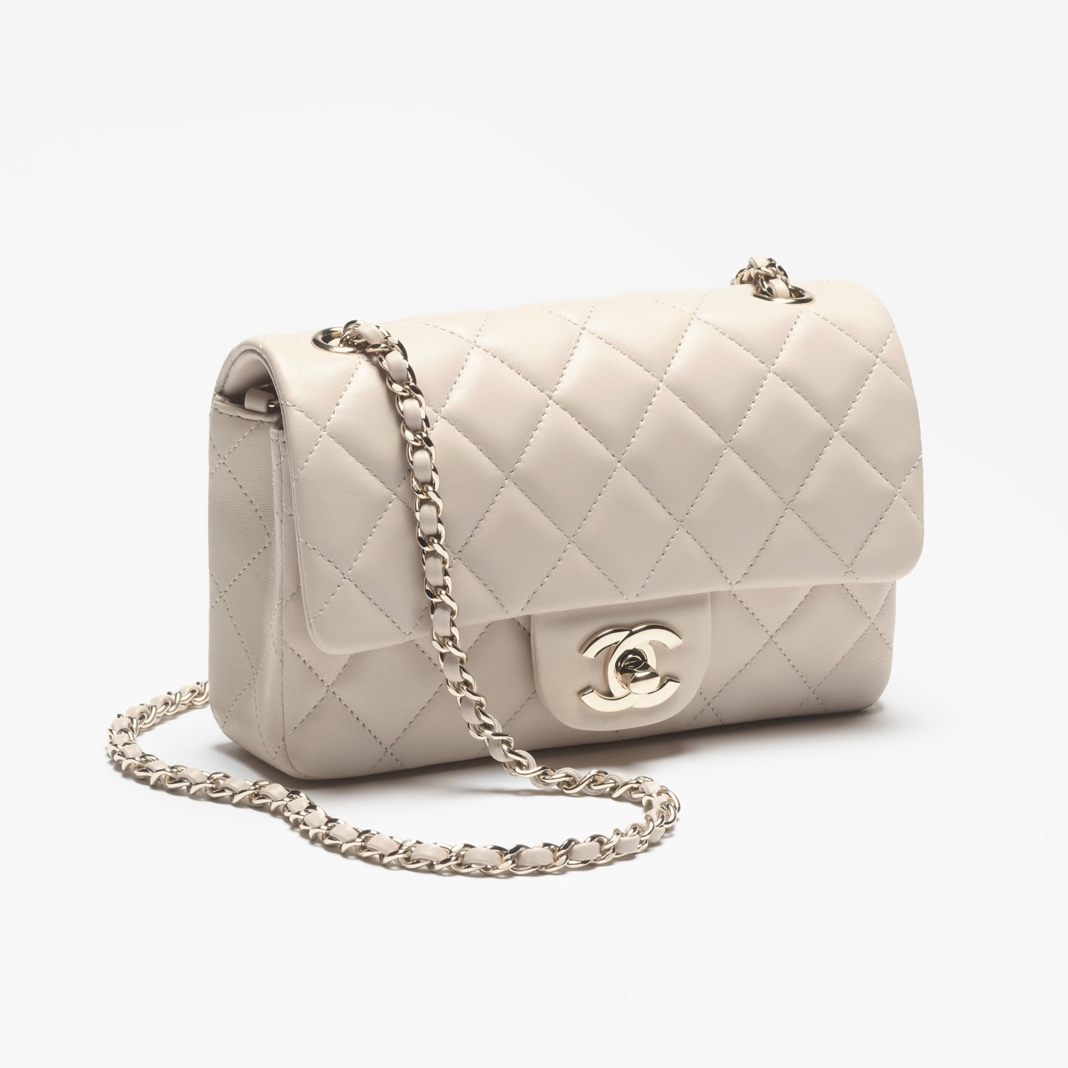 MINI FLAP BAG, LIGHT BEIGE