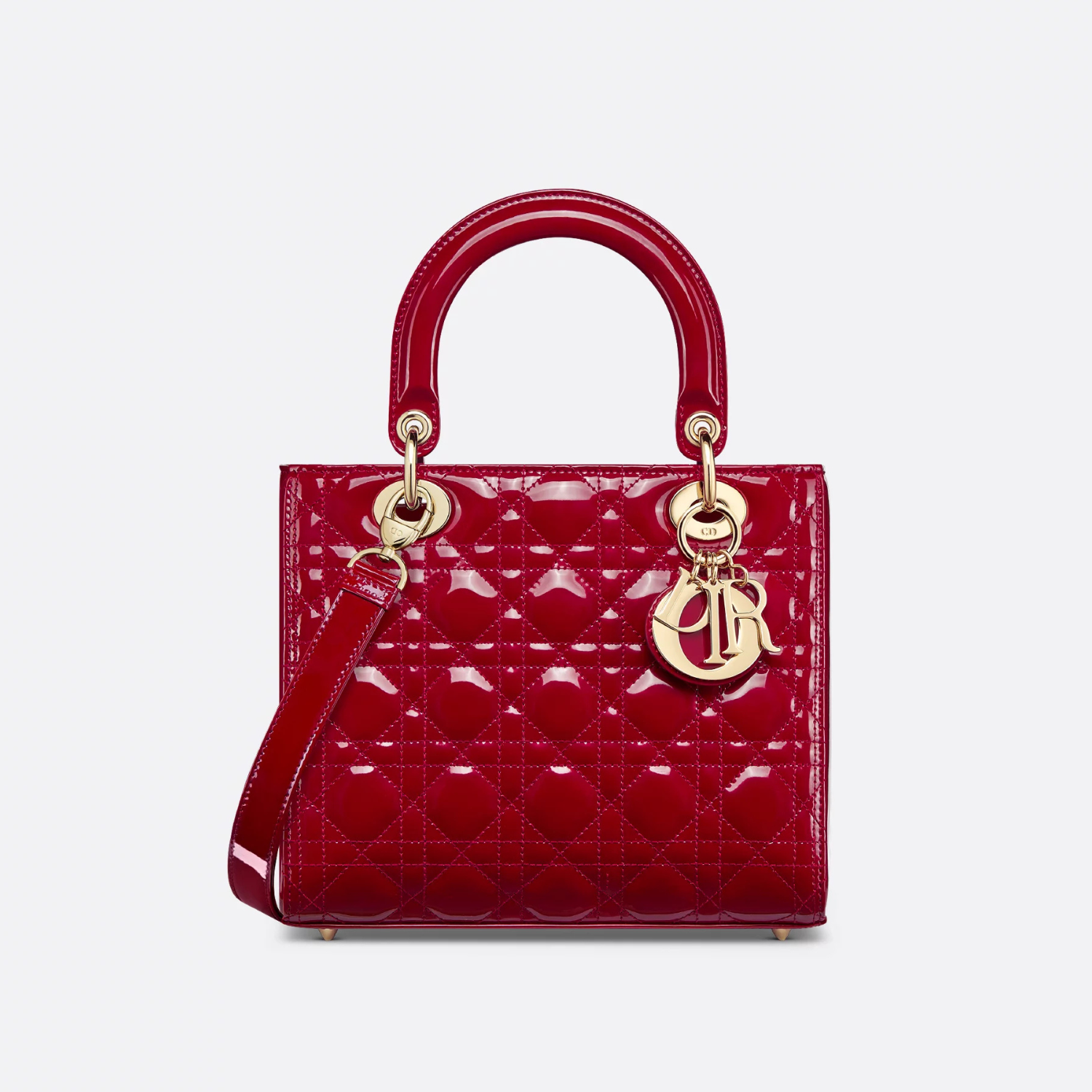 MEDIUM LADY D BAG, CHERRY RED