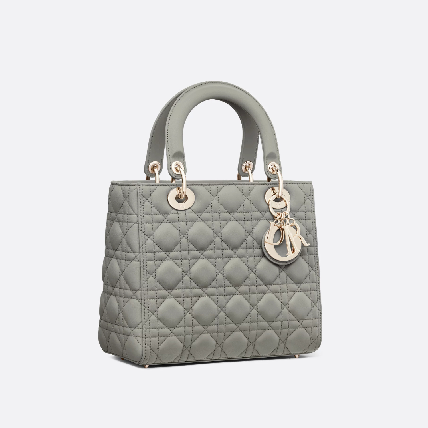 MEDIUM LADY D BAG, STONE GRAY