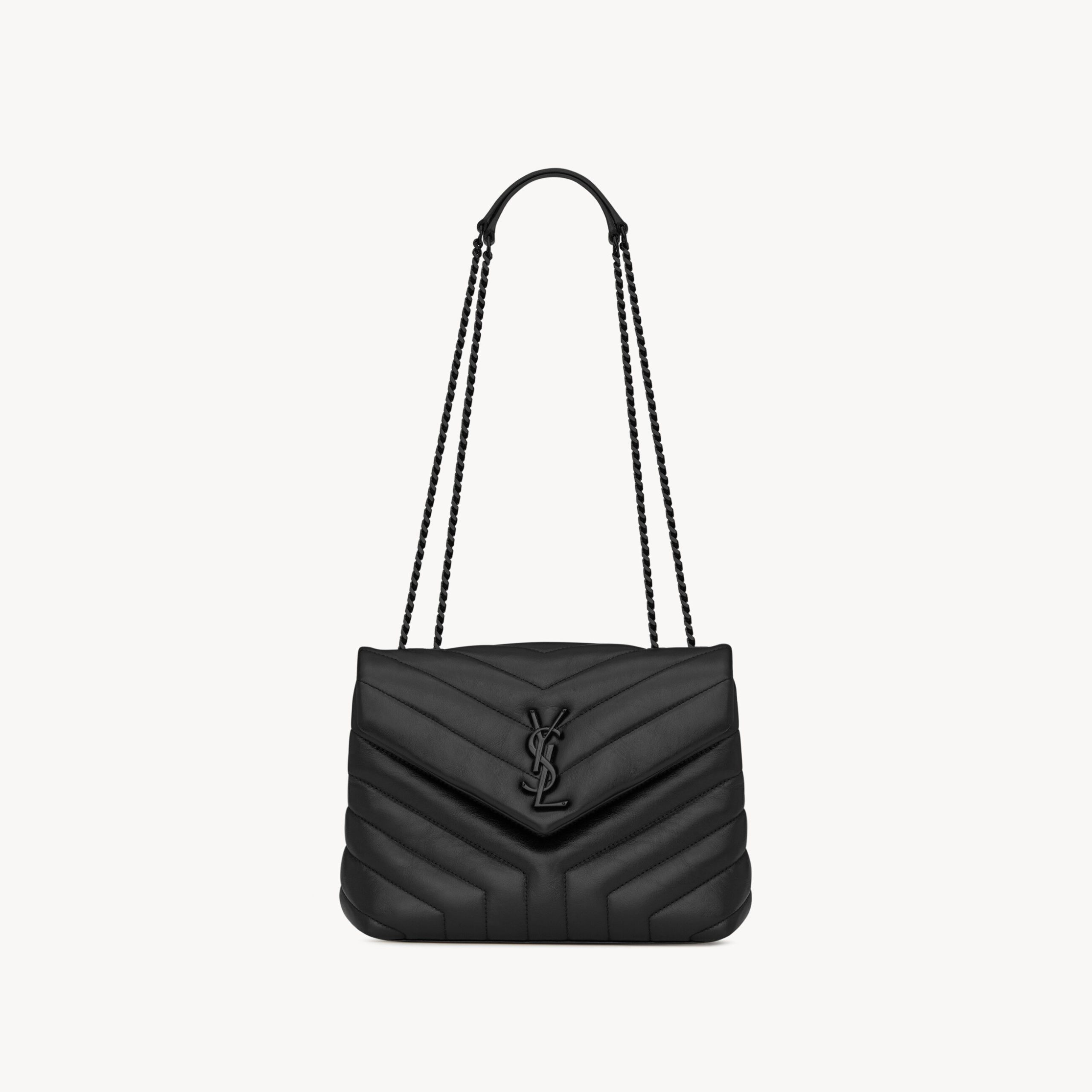 LOULOU SMALL IN QUILTED LEATHER, NOIR