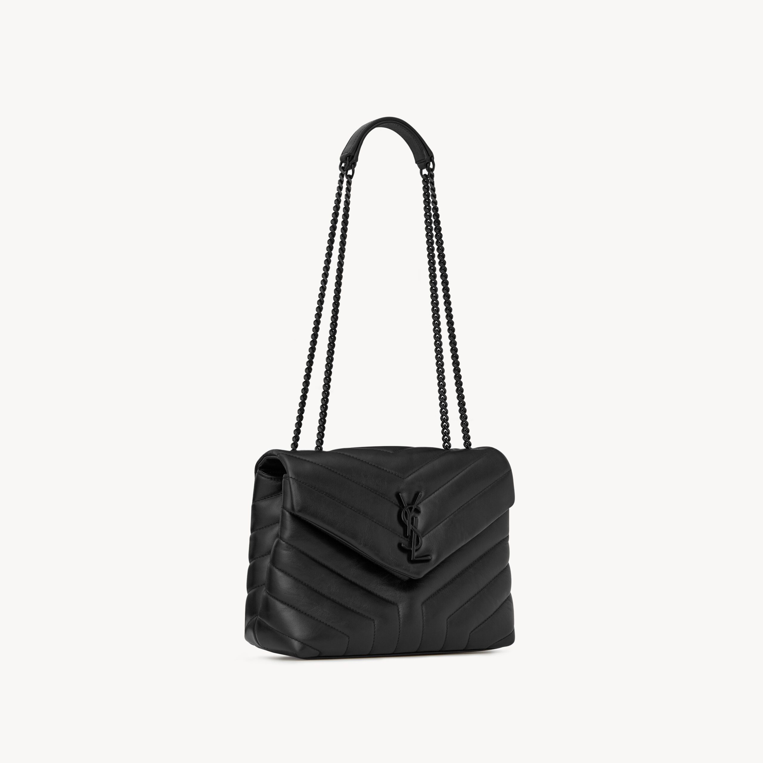 LOULOU SMALL IN QUILTED LEATHER, NOIR