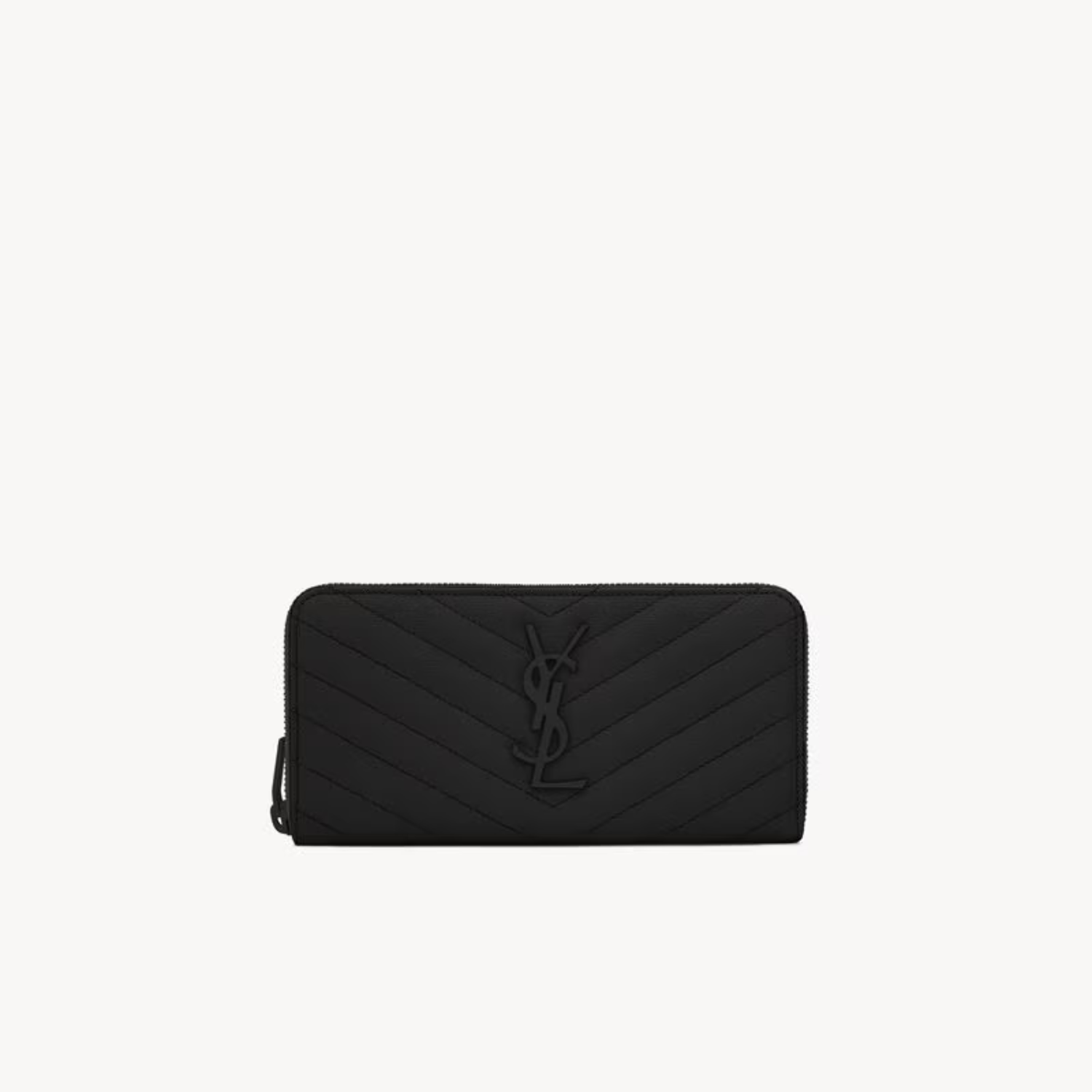 CASSANDRE MATELASSÉ ZIP AROUND WALLET, FULL BLACK