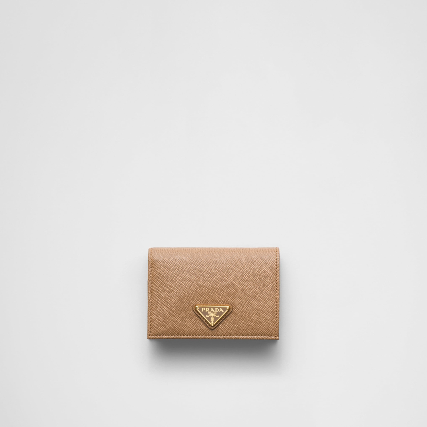 SMALL SAFFIANO LEATHER WALLET, CARAMEL