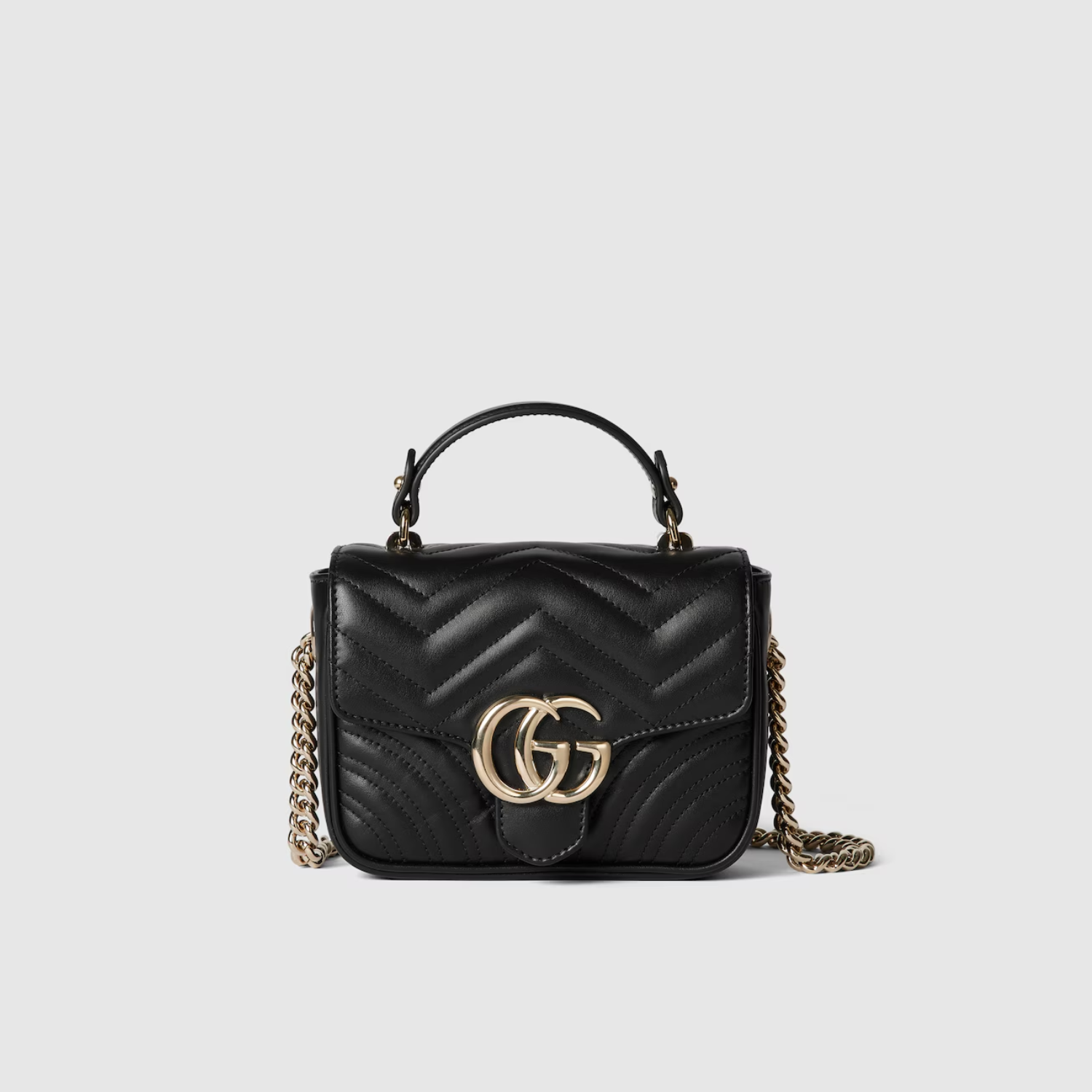 GG MARMONT MINI TOP HANDLE BAG, BLACK