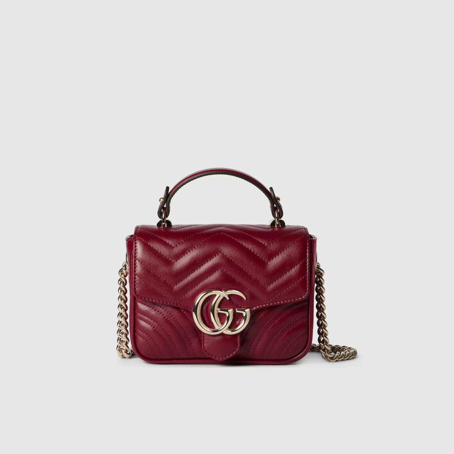 GG MARMONT MINI TOP HANDLE BAG, ROSSO ANCORA RED