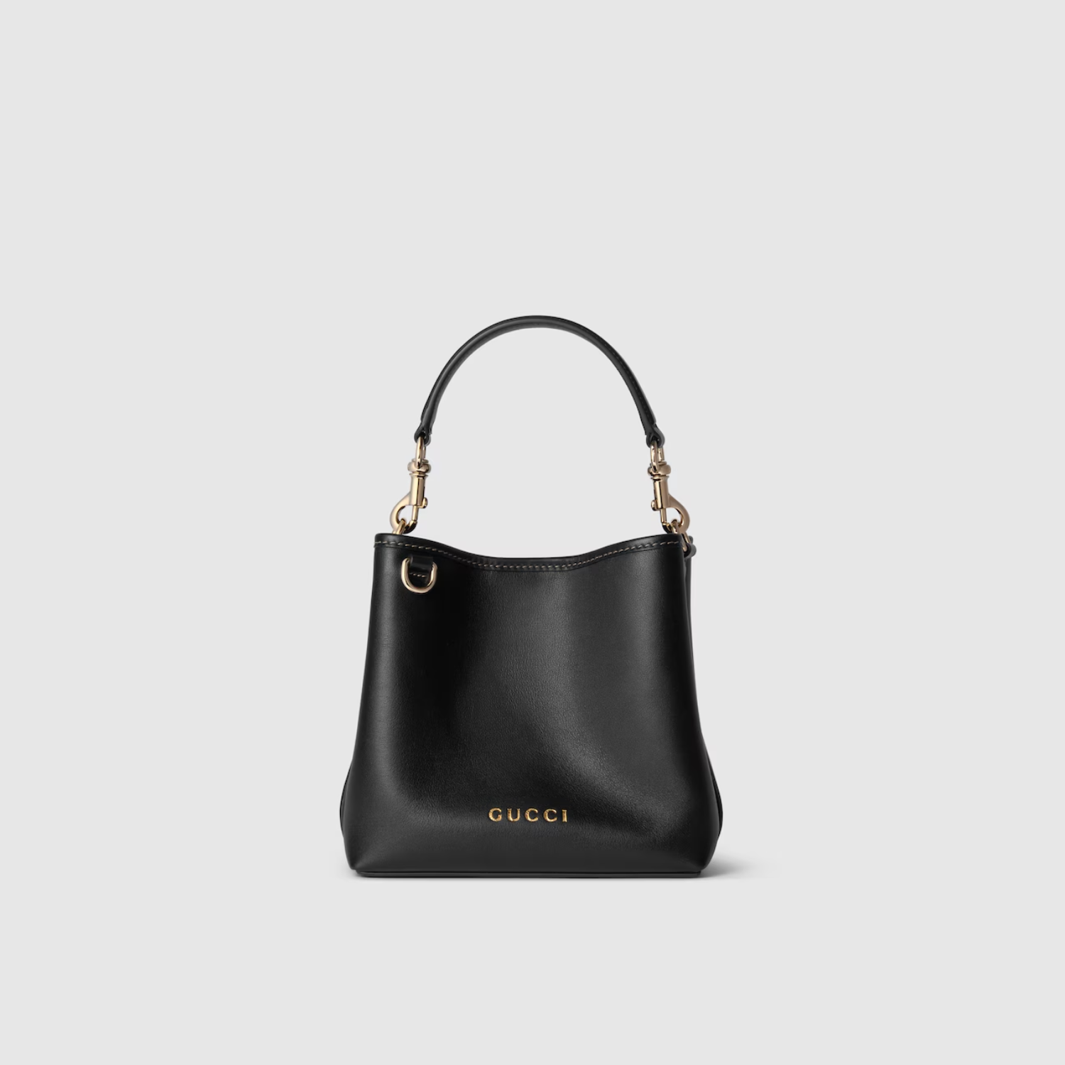 GG EMBLEM MINI BUCKET BAG, BLACK