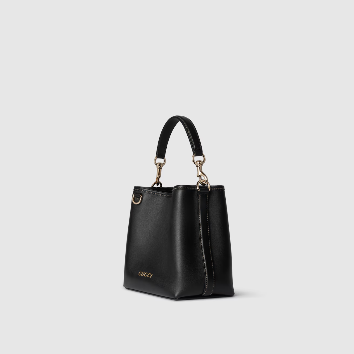 GG EMBLEM MINI BUCKET BAG, BLACK