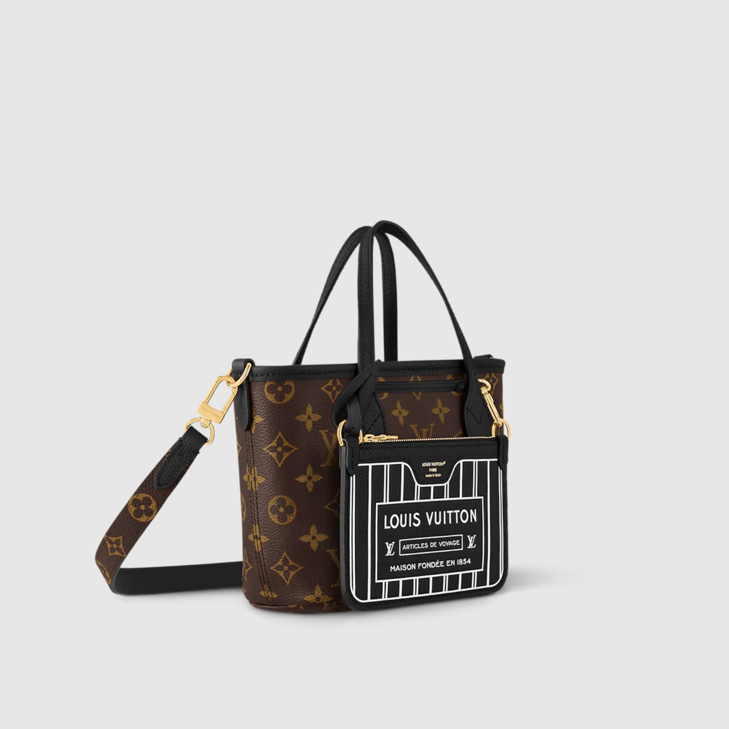 NEVERFULL BANDOULIÈRE INSIDE OUT BB, BLACK/MONOGRAM