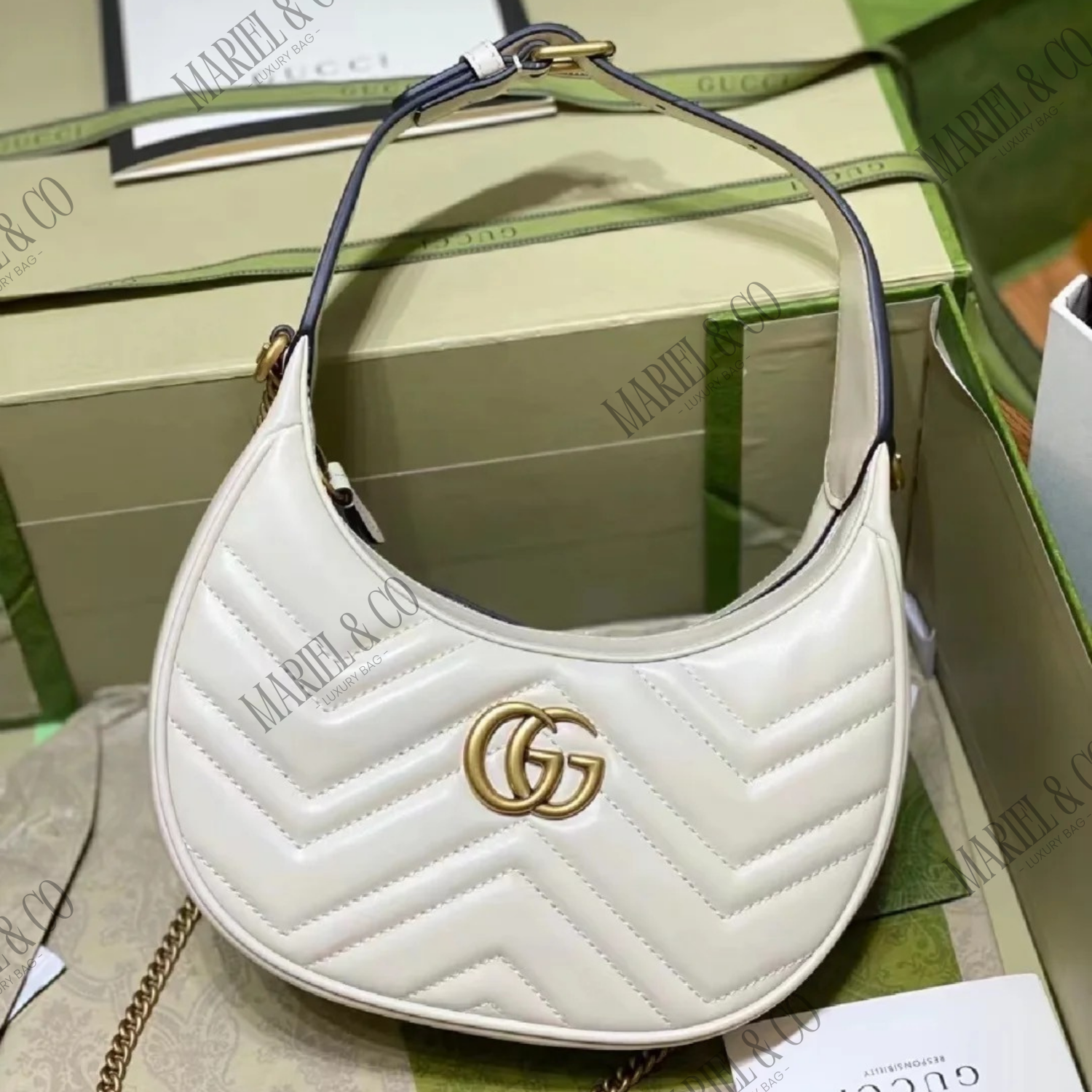 GG MARMONT MINI SHOULDER BAG, WHITE